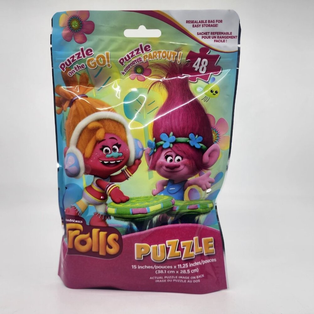 Dreamworks Trolls Puzzle On The Go 48 Piece Resealable Travel Bag